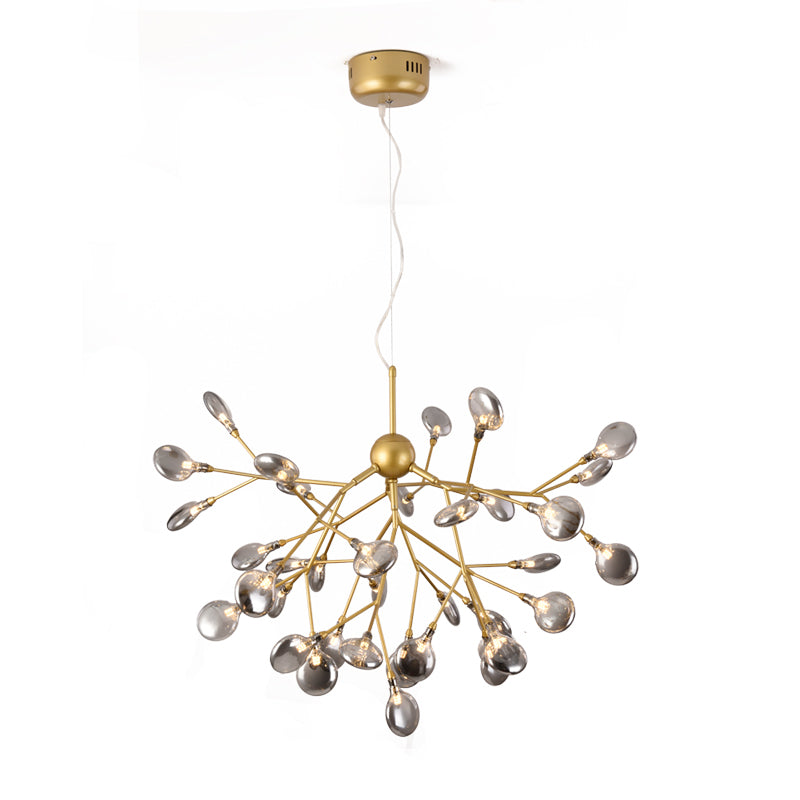 Branched Firefly Dining Room LED Ceiling Lighting Glass Post-Modern Chandelier Light Gold A Clearhalo 'Ceiling Lights' 'Chandeliers' 'Modern Chandeliers' 'Modern' Lighting' 34