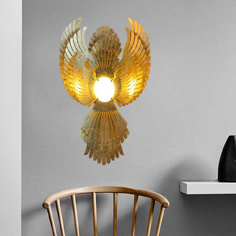 Metal Phoenix Wall Light Sconce Art Deco 1 Light Gold Wall Lighting Fixture for Living Room Clearhalo 'Cast Iron' 'Glass' 'Industrial' 'Modern wall lights' 'Modern' 'Tiffany' 'Traditional wall lights' 'Wall Lamps & Sconces' 'Wall Lights' Lighting' 340400