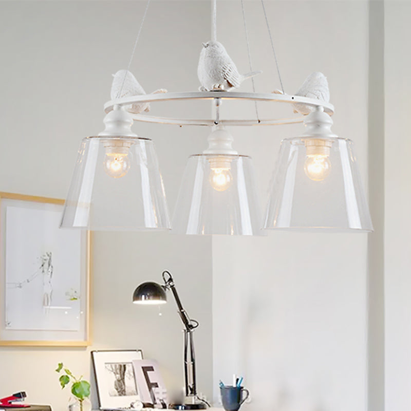 White 3/8 Lights Chandelier Light Fixture Classic Clear Glass Tapered Pendant Lamp for Living Room Clearhalo 'Ceiling Lights' 'Chandeliers' Lighting' options 340444
