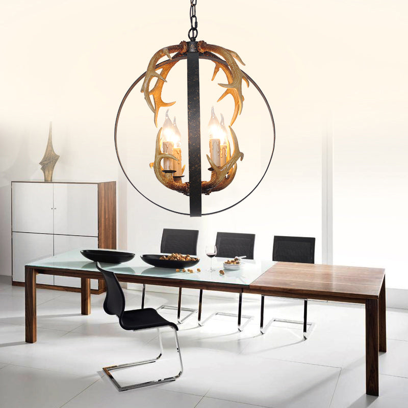 4/8 Lights Chandelier Lighting Fixture Loft Spherical Metal Ceiling Suspension Lamp in Black for Dining Room Clearhalo 'Ceiling Lights' 'Chandeliers' Lighting' options 340581