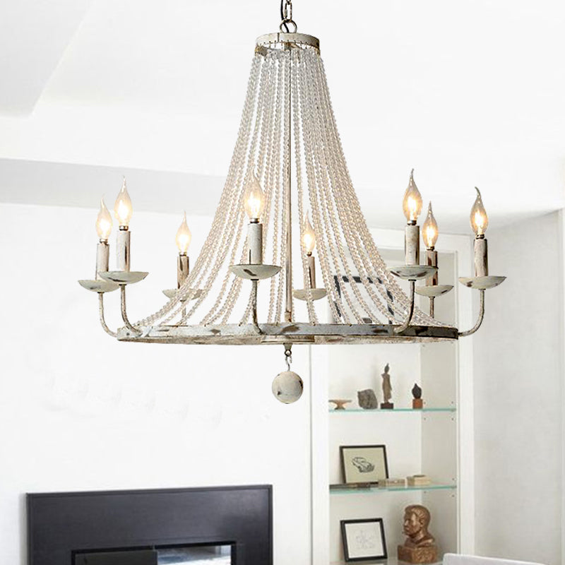 Distressed White Candle Ceiling Chandelier Modernism Crystal 5/6/8 Heads Hanging Light Fixture Clearhalo 'Ceiling Lights' 'Chandeliers' Lighting' options 342028