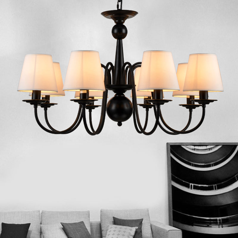 3/5/6 Lights Chandelier Light Fixture Traditional White Fabric Tapered Pendant Lamp for Living Room Clearhalo 'Ceiling Lights' 'Chandeliers' Lighting' options 342154