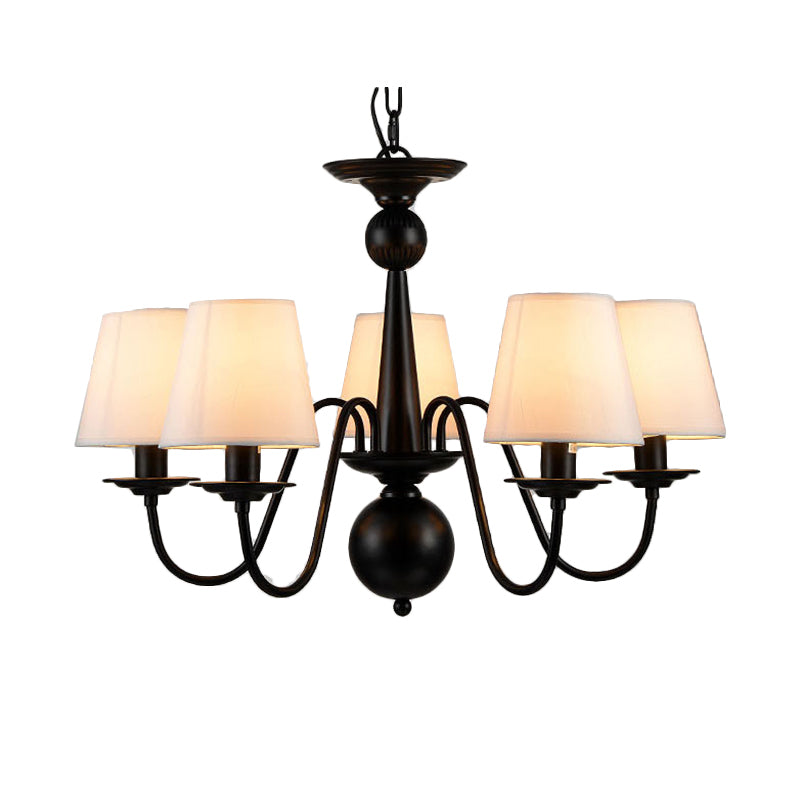 3/5/6 Lights Chandelier Light Fixture Traditional White Fabric Tapered Pendant Lamp for Living Room Clearhalo 'Ceiling Lights' 'Chandeliers' Lighting' options 342162