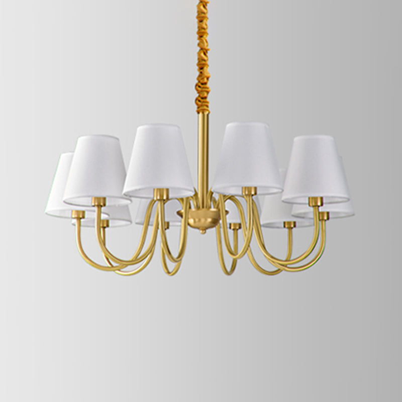 Fabric Tapered Hanging Chandelier Traditional 3/5/6 Lights Living Room Pendant Light in Brass Clearhalo 'Ceiling Lights' 'Chandeliers' Lighting' options 342192