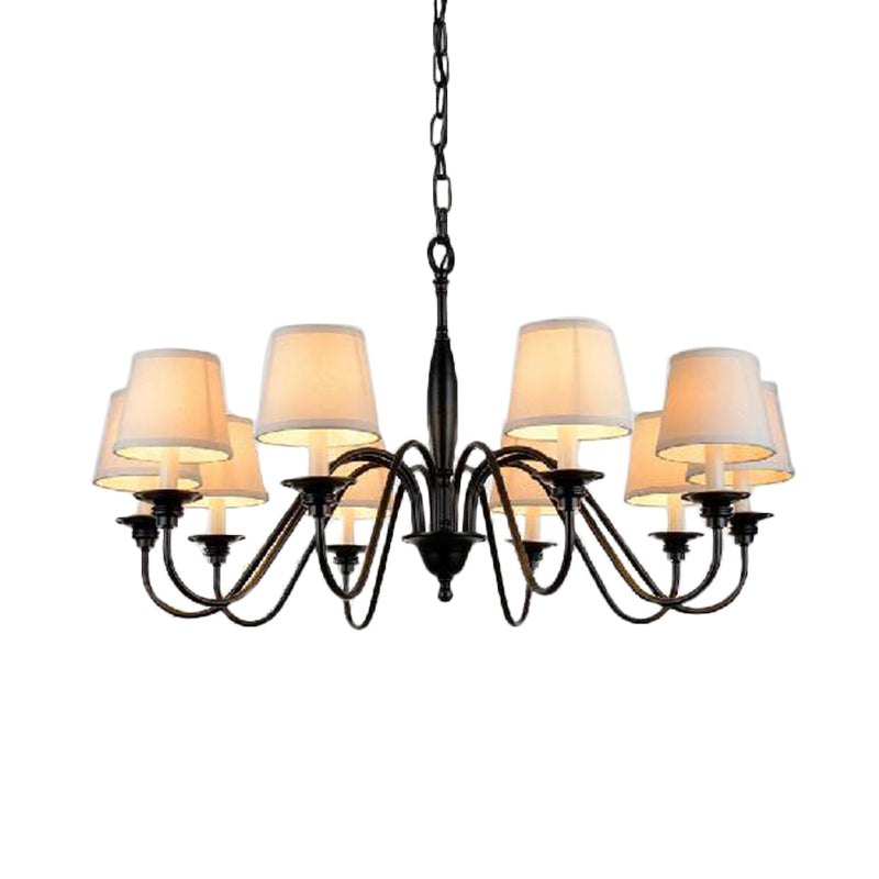 3/6/8 Lights Ceiling Light Minimalistic Tapered Fabric Hanging Chandelier in White for Living Room Clearhalo 'Ceiling Lights' 'Chandeliers' Lighting' options 342268