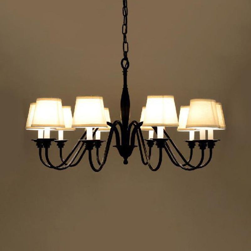 3/6/8 Lights Ceiling Light Minimalistic Tapered Fabric Hanging Chandelier in White for Living Room Clearhalo 'Ceiling Lights' 'Chandeliers' Lighting' options 342269