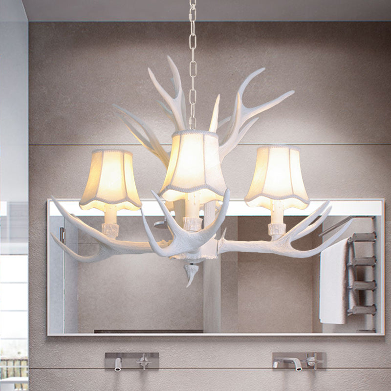 3/4/5 Lights Chandelier Lighting Fixture Modern Cone Resin Ceiling Suspension Lamp in White for Living Room Clearhalo 'Ceiling Lights' 'Chandeliers' Lighting' options 342452