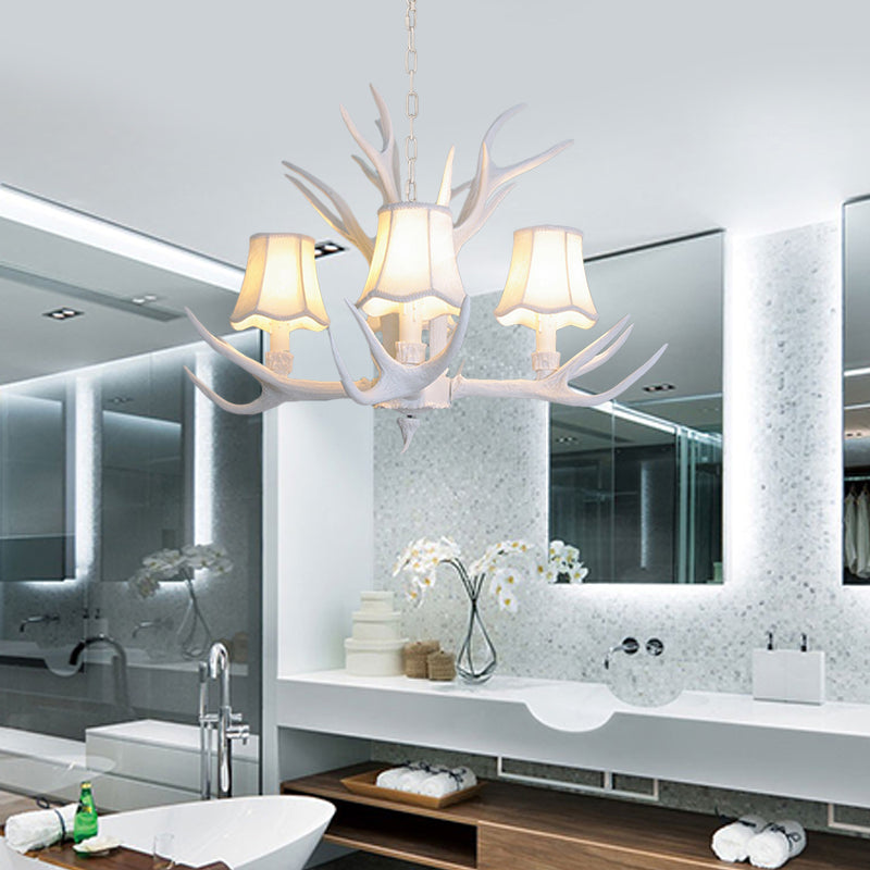 3/4/5 Lights Chandelier Lighting Fixture Modern Cone Resin Ceiling Suspension Lamp in White for Living Room Clearhalo 'Ceiling Lights' 'Chandeliers' Lighting' options 342454