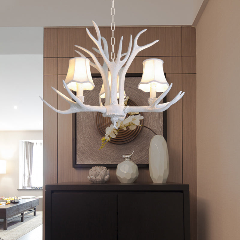 3/4/5 Lights Chandelier Lighting Fixture Modern Cone Resin Ceiling Suspension Lamp in White for Living Room Clearhalo 'Ceiling Lights' 'Chandeliers' Lighting' options 342458