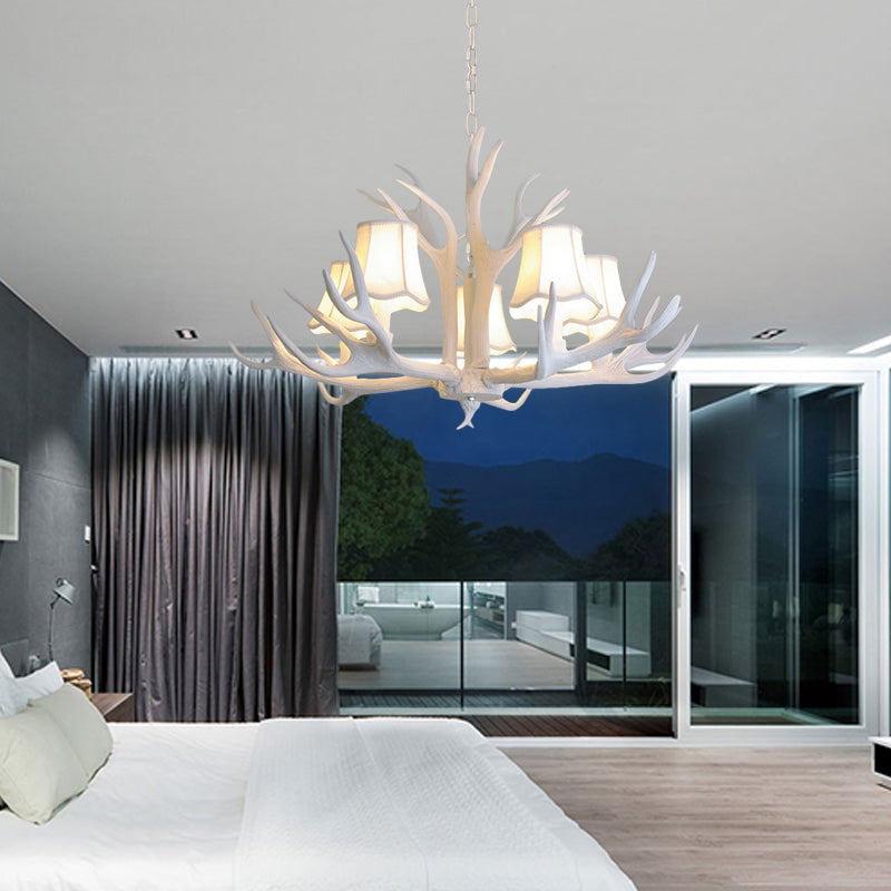 3/4/5 Lights Chandelier Lighting Fixture Modern Cone Resin Ceiling Suspension Lamp in White for Living Room Clearhalo 'Ceiling Lights' 'Chandeliers' Lighting' options 342464