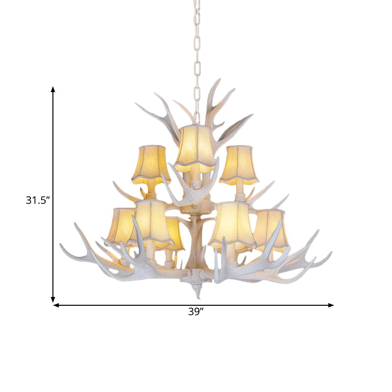 3/4/5 Lights Chandelier Lighting Fixture Modern Cone Resin Ceiling Suspension Lamp in White for Living Room Clearhalo 'Ceiling Lights' 'Chandeliers' Lighting' options 342481