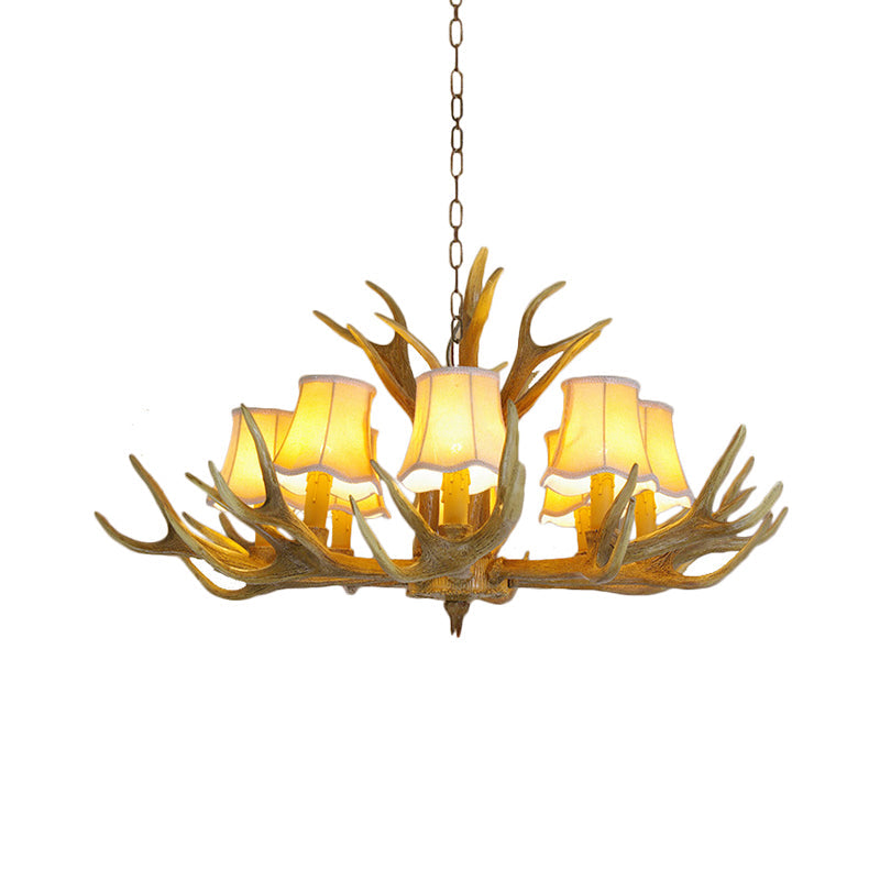 Conical Living Room Drop Lamp Traditional Resin 3/4/5 Bulbs Brown Chandelier Pendant Light with Antler Clearhalo 'Ceiling Lights' 'Chandeliers' Lighting' options 342504