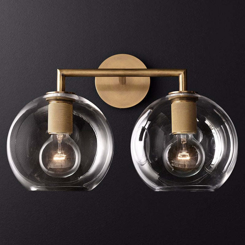 Traditionary Armed Sconce Light Metal 1/2 Heads Wall Lamp Fixture in Black/Brass/Chrome for Living Room 2.0 Brass Clearhalo 'Wall Lamps & Sconces' 'Wall Lights' Lighting' 342694