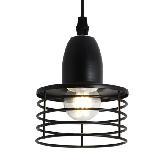 1 Light Drum Pendant Lighting with Wire Cage Shade Industrial Retro Black/Bronze Metal Ceiling Pendant for Kitchen Clearhalo 'Art Deco Pendants' 'Black' 'Cast Iron' 'Ceiling Lights' 'Ceramic' 'Crystal' 'Industrial Pendants' 'Industrial' 'Metal' 'Middle Century Pendants' 'Pendant Lights' 'Pendants' 'Rustic Pendants' 'Tiffany' Lighting' 34364