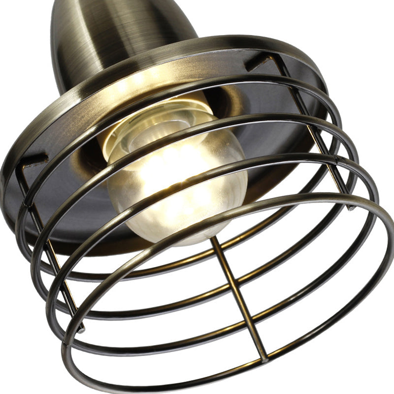 1 Light Drum Pendant Lighting with Wire Cage Shade Industrial Retro Black/Bronze Metal Ceiling Pendant for Kitchen Clearhalo 'Art Deco Pendants' 'Black' 'Cast Iron' 'Ceiling Lights' 'Ceramic' 'Crystal' 'Industrial Pendants' 'Industrial' 'Metal' 'Middle Century Pendants' 'Pendant Lights' 'Pendants' 'Rustic Pendants' 'Tiffany' Lighting' 34367