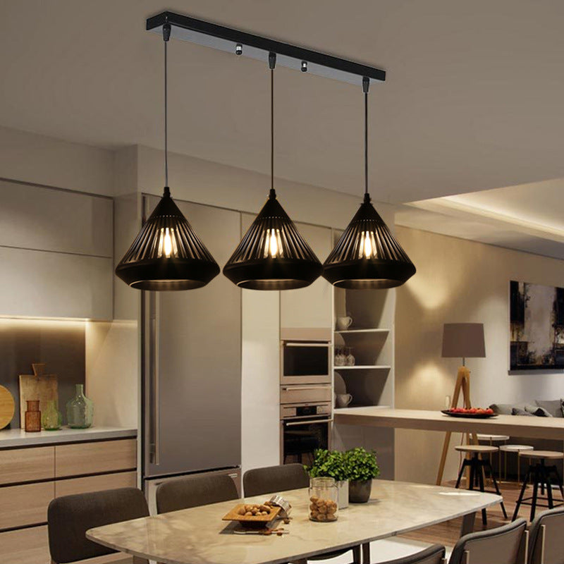 Conical Ceiling Pendant Light 3 Lights Modern Black Suspension Light for Dining Room Black Linear Clearhalo 'Art Deco Pendants' 'Black' 'Cast Iron' 'Ceiling Lights' 'Ceramic' 'Crystal' 'Industrial Pendants' 'Industrial' 'Metal' 'Middle Century Pendants' 'Pendant Lights' 'Pendants' 'Rustic Pendants' 'Tiffany' Lighting' 35143