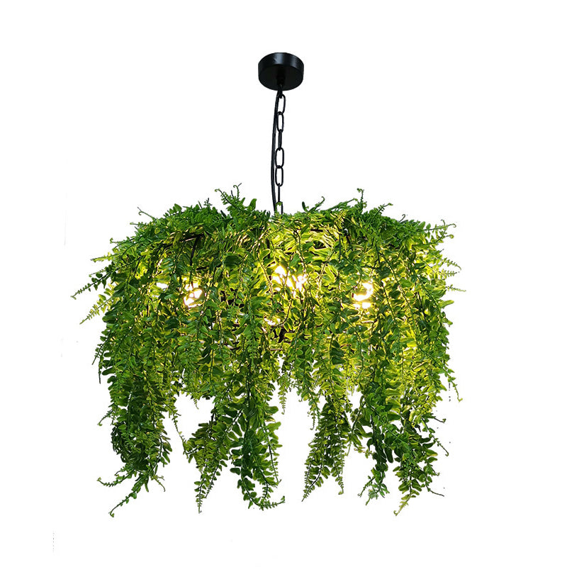 5 Lights Metal Chandelier Light Fixture Industrial Green Plant Design Restaurant Ceiling Light, 21.5"/25.5" Wide Clearhalo 'Cast Iron' 'Ceiling Lights' 'Chandeliers' 'Industrial Chandeliers' 'Industrial' 'Metal' 'Middle Century Chandeliers' 'Rustic Chandeliers' 'Tiffany' Lighting' 359724