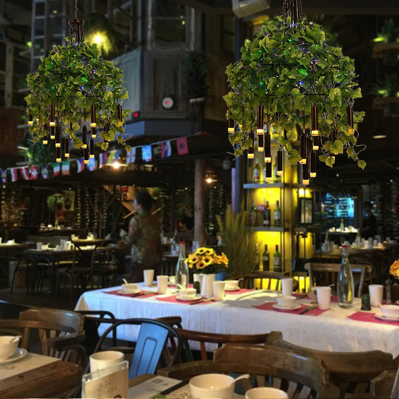 23.5"/35.5" Wide Dome Metal Chandelier Lamp Industrial 22 Heads Restaurant Hanging Light Kit with Plant Decoration Clearhalo 'Cast Iron' 'Ceiling Lights' 'Chandeliers' 'Industrial Chandeliers' 'Industrial' 'Metal' 'Middle Century Chandeliers' 'Rustic Chandeliers' 'Tiffany' Lighting' 359728