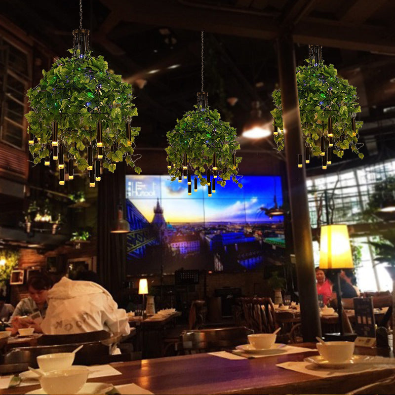 23.5"/35.5" Wide Dome Metal Chandelier Lamp Industrial 22 Heads Restaurant Hanging Light Kit with Plant Decoration Clearhalo 'Cast Iron' 'Ceiling Lights' 'Chandeliers' 'Industrial Chandeliers' 'Industrial' 'Metal' 'Middle Century Chandeliers' 'Rustic Chandeliers' 'Tiffany' Lighting' 359729