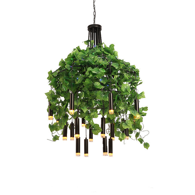 23.5"/35.5" Wide Dome Metal Chandelier Lamp Industrial 22 Heads Restaurant Hanging Light Kit with Plant Decoration Clearhalo 'Cast Iron' 'Ceiling Lights' 'Chandeliers' 'Industrial Chandeliers' 'Industrial' 'Metal' 'Middle Century Chandeliers' 'Rustic Chandeliers' 'Tiffany' Lighting' 359730