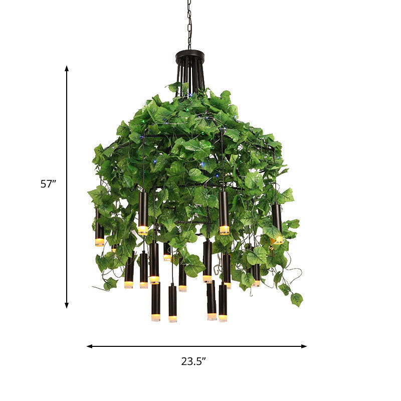 23.5"/35.5" Wide Dome Metal Chandelier Lamp Industrial 22 Heads Restaurant Hanging Light Kit with Plant Decoration Clearhalo 'Cast Iron' 'Ceiling Lights' 'Chandeliers' 'Industrial Chandeliers' 'Industrial' 'Metal' 'Middle Century Chandeliers' 'Rustic Chandeliers' 'Tiffany' Lighting' 359731