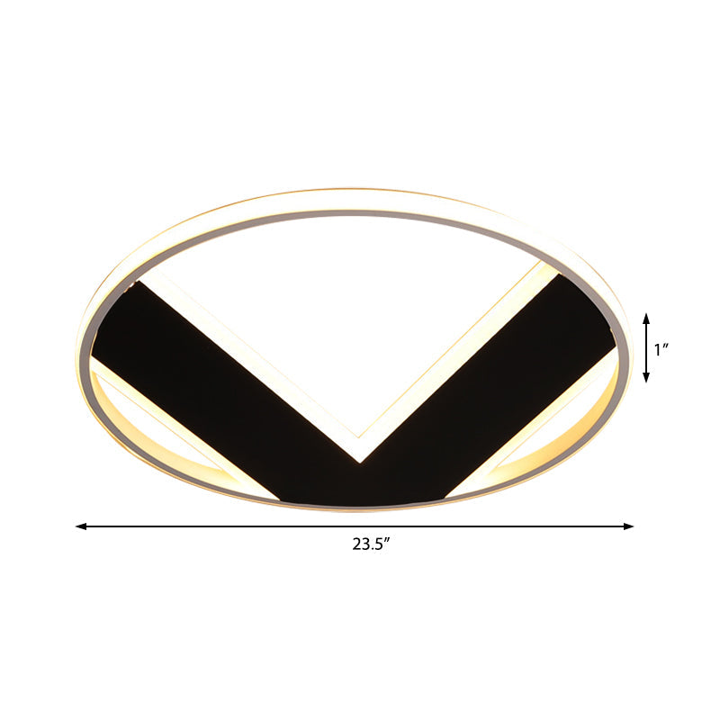 16"/19.5"/25.5" V-Shaped Ceiling Light Modern Acrylic Black Creative Bedroom Lighting Fixture, Warm/White Clearhalo 'Ceiling Lights' 'Close To Ceiling Lights' 'Close to ceiling' 'Flush mount' Lighting' 360136