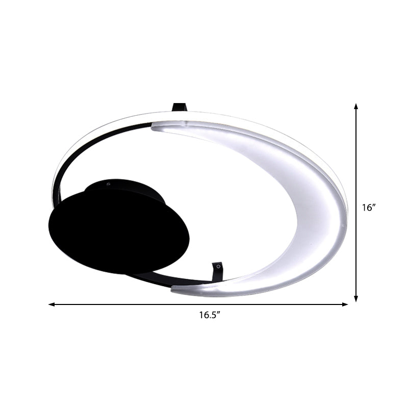 12.5"/16.5"/20.5" Unique Ceiling Fixture Contemporary Acrylic 1 Light Flushmount Lights in Black Clearhalo 'Ceiling Lights' 'Close To Ceiling Lights' 'Close to ceiling' 'Flush mount' Lighting' 360432
