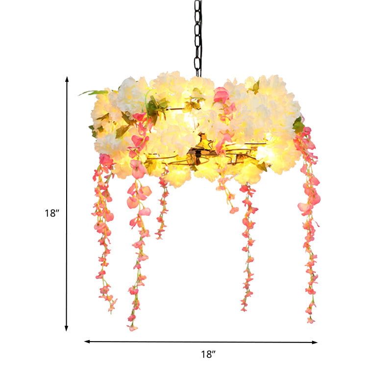18"/21.5" W Flower Metal Chandelier Light Industrial 5 Heads Restaurant LED Down Lighting in White Clearhalo 'Cast Iron' 'Ceiling Lights' 'Chandeliers' 'Industrial Chandeliers' 'Industrial' 'Metal' 'Middle Century Chandeliers' 'Rustic Chandeliers' 'Tiffany' Lighting' 360799
