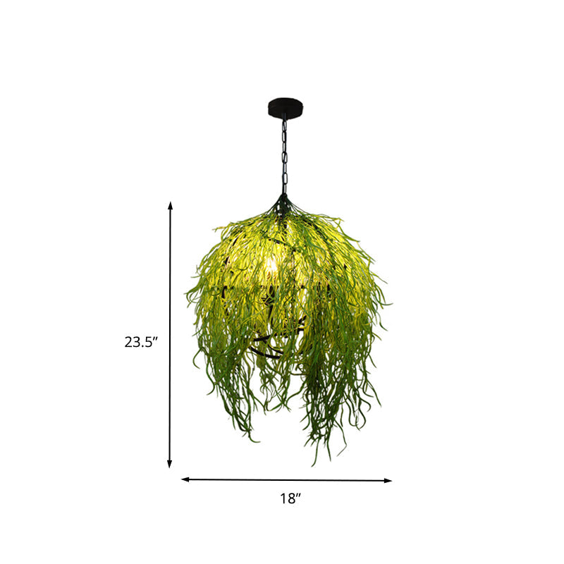 Industrial Plant Pendant Light Fixture 3/4 Bulbs 18"/21.5" Wide Metal LED Hanging Lamp Kit in Green for Restaurant Clearhalo 'Cast Iron' 'Ceiling Lights' 'Chandeliers' 'Industrial Chandeliers' 'Industrial' 'Metal' 'Middle Century Chandeliers' 'Rustic Chandeliers' 'Tiffany' Lighting' 360901