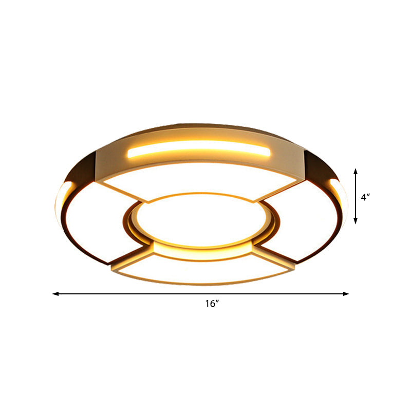 Unique Round Ceiling Fixture Modern Acrylic 16"/19.5"/23.5" Black Lighting Fixture, Warm/White Clearhalo 'Ceiling Lights' 'Close To Ceiling Lights' 'Close to ceiling' 'Flush mount' Lighting' 360916