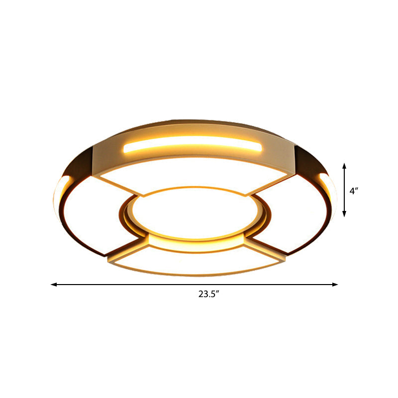 Unique Round Ceiling Fixture Modern Acrylic 16"/19.5"/23.5" Black Lighting Fixture, Warm/White Clearhalo 'Ceiling Lights' 'Close To Ceiling Lights' 'Close to ceiling' 'Flush mount' Lighting' 360922