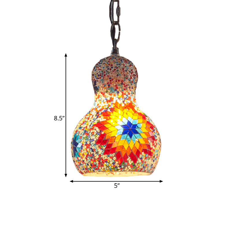 Cut Glass Gourd Hanging Light Fixture Turkish 1 Light Restaurant Ceiling Pendant in Yellow/Orange/Green Clearhalo 'Ceiling Lights' 'Pendant Lights' 'Pendants' Lighting' 361099