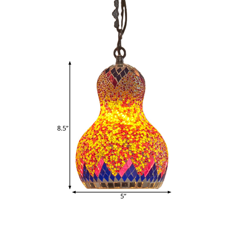 Cut Glass Gourd Hanging Light Fixture Turkish 1 Light Restaurant Ceiling Pendant in Yellow/Orange/Green Clearhalo 'Ceiling Lights' 'Pendant Lights' 'Pendants' Lighting' 361104