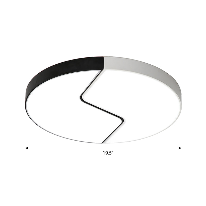 Black and White Round Flushmount Metal 2 Lights 19.5" W Led Modern Close to Ceiling Light in Warm/White Light Clearhalo 'Ceiling Lights' 'Close To Ceiling Lights' 'Close to ceiling' 'Flush mount' Lighting' 361157