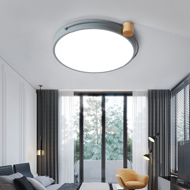 Iron Circular Flush Mount Light Fixture Simple 16"/19.5"/23.5" W LED Flush Lamp in Grey for Living Room, White/3 Color Light/Remote Control Stepless Dimming Grey 16" Clearhalo 'Ceiling Lights' 'Close To Ceiling Lights' 'Close to ceiling' 'Flush mount' Lighting' 361250
