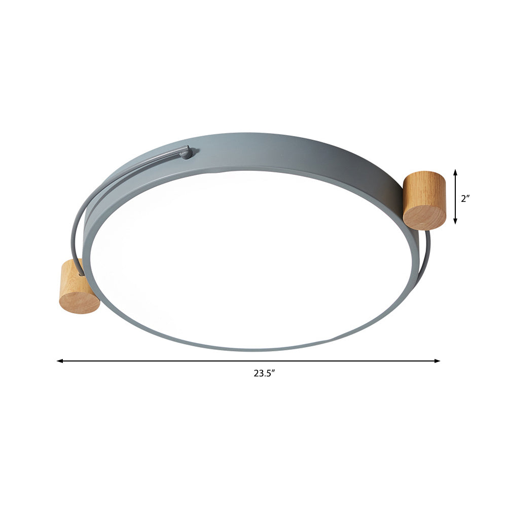 Iron Circular Flush Mount Light Fixture Simple 16"/19.5"/23.5" W LED Flush Lamp in Grey for Living Room, White/3 Color Light/Remote Control Stepless Dimming Clearhalo 'Ceiling Lights' 'Close To Ceiling Lights' 'Close to ceiling' 'Flush mount' Lighting' 361258