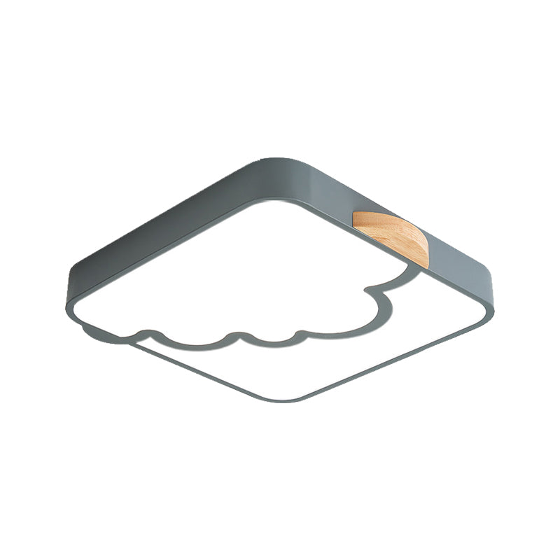 Squared Flush Mount Light Modernist Acrylic Grey/White/Green LED Ceiling Flush for Bedroom with Cloud Pattern Clearhalo 'Ceiling Lights' 'Close To Ceiling Lights' 'Close to ceiling' 'Flush mount' Lighting' 361356