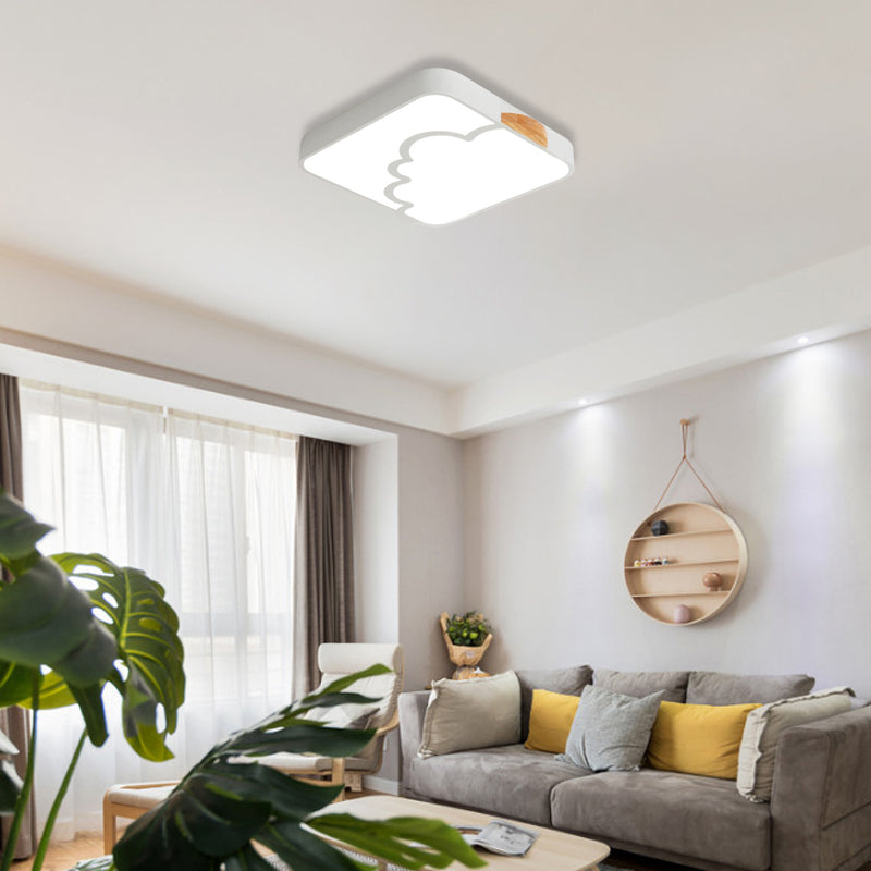 Squared Flush Mount Light Modernist Acrylic Grey/White/Green LED Ceiling Flush for Bedroom with Cloud Pattern Clearhalo 'Ceiling Lights' 'Close To Ceiling Lights' 'Close to ceiling' 'Flush mount' Lighting' 361362