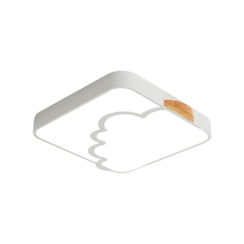 Squared Flush Mount Light Modernist Acrylic Grey/White/Green LED Ceiling Flush for Bedroom with Cloud Pattern Clearhalo 'Ceiling Lights' 'Close To Ceiling Lights' 'Close to ceiling' 'Flush mount' Lighting' 361363