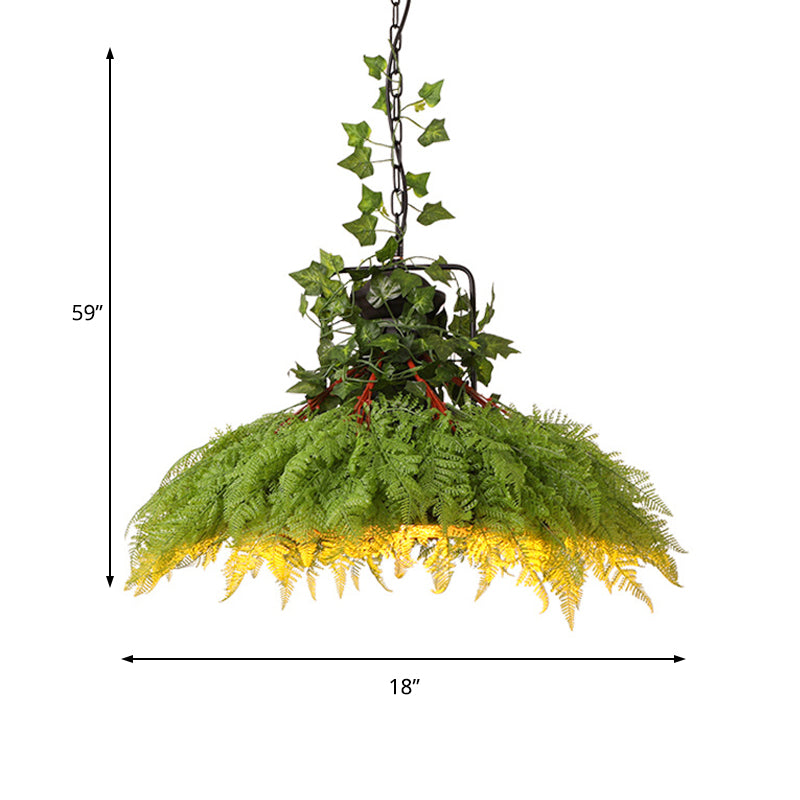 1 Head Metal Pendant Lamp Antique Green Plant Restaurant LED Down Lighting, 14"/18"/21.5" Wide Clearhalo 'Art Deco Pendants' 'Cast Iron' 'Ceiling Lights' 'Ceramic' 'Crystal' 'Industrial Pendants' 'Industrial' 'Metal' 'Middle Century Pendants' 'Pendant Lights' 'Pendants' 'Tiffany' Lighting' 368078