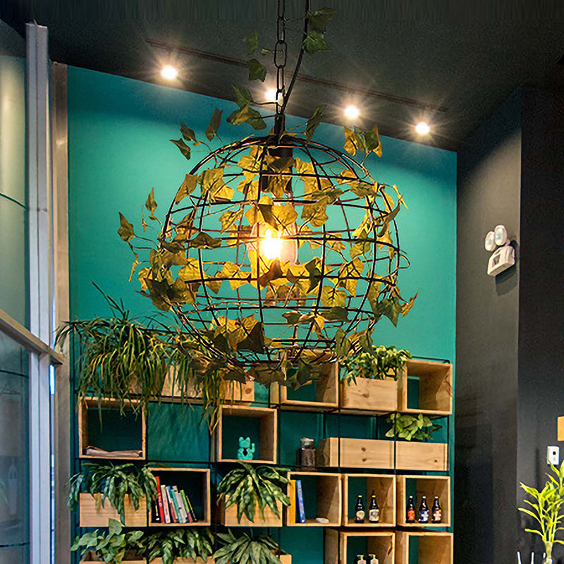 1 Bulb Pendant Lighting Fixture Industrial Maple Leaf/Rose/Plant Metal LED Hanging Lamp Kit in Pink/Orange/Green Green Clearhalo 'Art Deco Pendants' 'Cast Iron' 'Ceiling Lights' 'Ceramic' 'Crystal' 'Industrial Pendants' 'Industrial' 'Metal' 'Middle Century Pendants' 'Pendant Lights' 'Pendants' 'Tiffany' Lighting' 368096