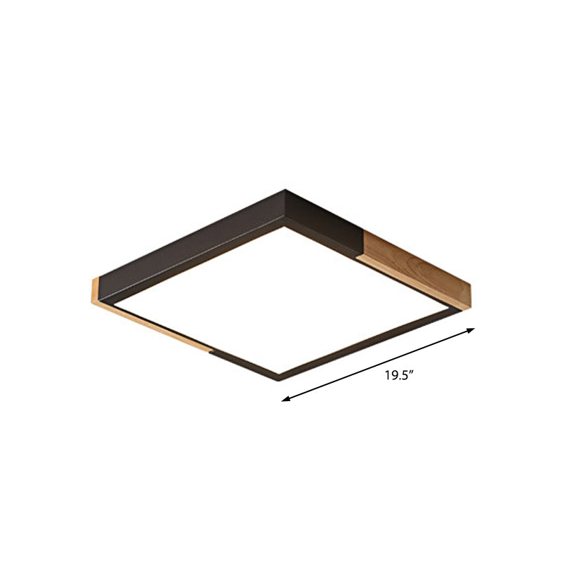 Spliced Square Flush Mount Light Nordic Metal Green/White/Black-Wood LED Ceiling Lighting in White/Warm/3 Color Light, 16"/19.5" Wide Clearhalo 'Ceiling Lights' 'Close To Ceiling Lights' 'Close to ceiling' 'Flush mount' Lighting' 369276