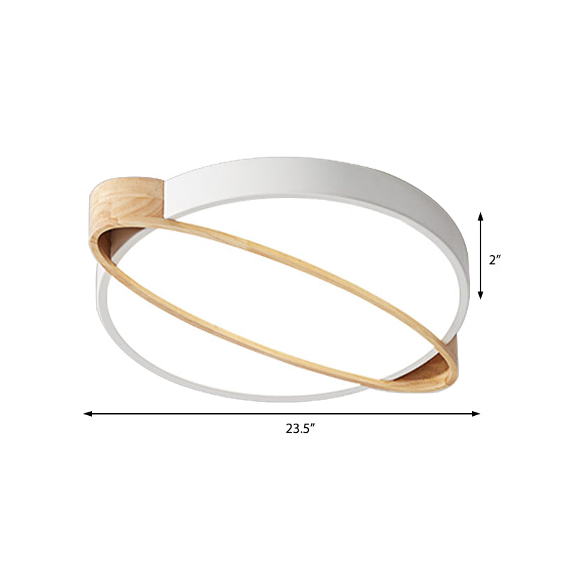 Orbit Design Ceiling Mount Lamp Nordic Acrylic Bedroom LED Flushmount Lighting in White/Green/Grey with Oval Wood Insert, 16"/19.5"/23.5" W Clearhalo 'Ceiling Lights' 'Close To Ceiling Lights' 'Close to ceiling' 'Flush mount' Lighting' 369348