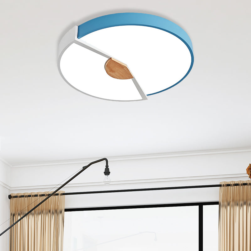 Metallic Splicing Round Flush Light Modern Integrated LED Black/Pink/Yellow Ceiling Mounted Lamp, 12"/16"/19.5" Wide Blue 16" Clearhalo 'Ceiling Lights' 'Close To Ceiling Lights' 'Close to ceiling' 'Flush mount' Lighting' 369583