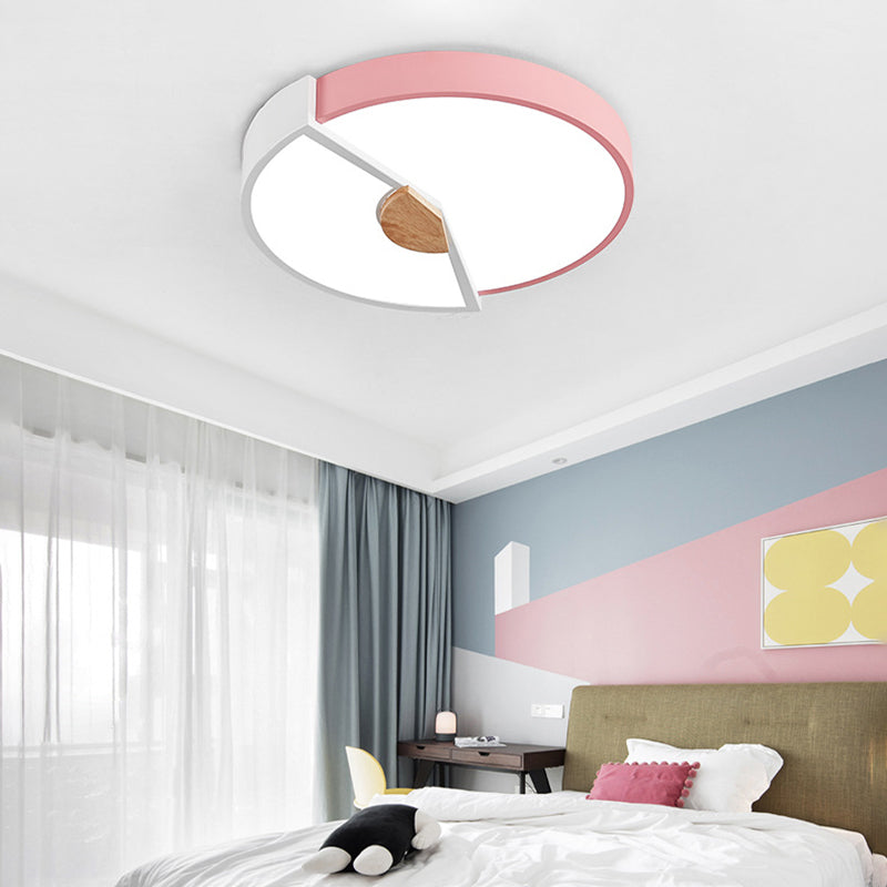 Metallic Splicing Round Flush Light Modern Integrated LED Black/Pink/Yellow Ceiling Mounted Lamp, 12"/16"/19.5" Wide Pink 12" Clearhalo 'Ceiling Lights' 'Close To Ceiling Lights' 'Close to ceiling' 'Flush mount' Lighting' 369605