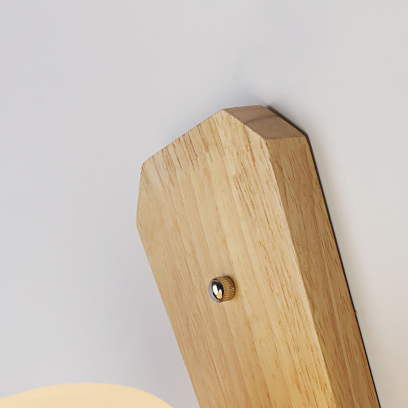 Milk Glass Mini Wall Mounted Lighting Nordic Style 1 Light Indoor Wall Light in Wood for Bedroom Clearhalo 'Modern wall lights' 'Modern' 'Vanity Lights' 'Wall Lights' Lighting' 370163