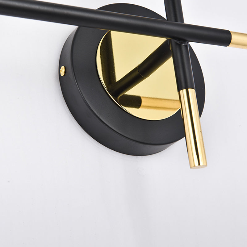 Milk Glass Orb Sconce Light with Cross Design 2 Lights Modern Black and Brass Wall Light Clearhalo 'Cast Iron' 'Glass' 'Industrial' 'Modern wall lights' 'Modern' 'Tiffany' 'Traditional wall lights' 'Vanity Lights' 'Wall Lights' Lighting' 370195