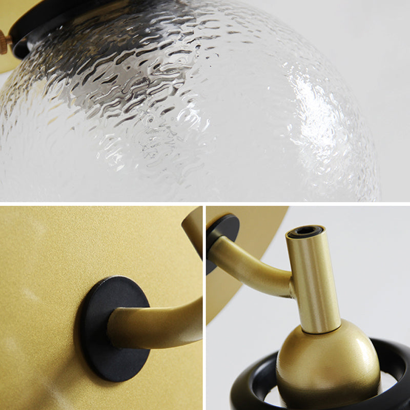 Clear Textured Glass Sphere Wall Lighting Modern Vintage Single Light Mini Wall Mount Light in Gold Clearhalo 'Cast Iron' 'Glass' 'Industrial' 'Modern wall lights' 'Modern' 'Tiffany' 'Traditional wall lights' 'Vanity Lights' 'Wall Lights' Lighting' 370200