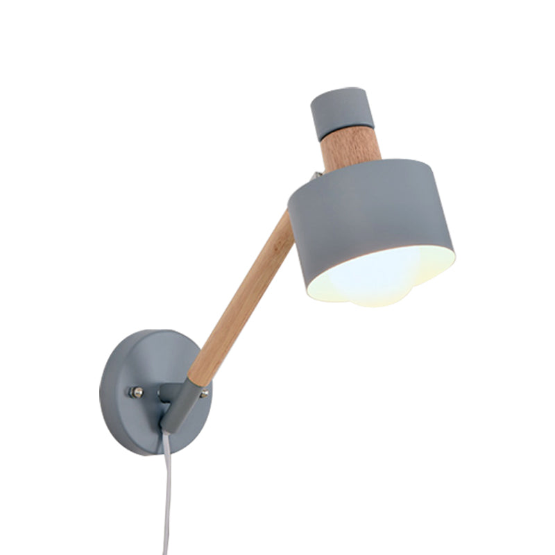 5.5"/6"/7" W Armed Wall Sconce Minimalism Metal 1 Head Wall Mounted Lighting in Grey for Living Room Clearhalo 'Cast Iron' 'Glass' 'Industrial' 'Modern wall lights' 'Modern' 'Tiffany' 'Traditional wall lights' 'Vanity Lights' 'Wall Lights' Lighting' 370219