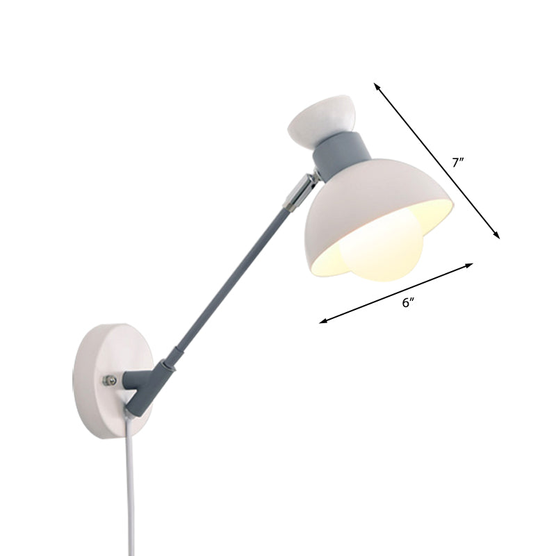 5.5"/6"/7" W Armed Wall Sconce Minimalism Metal 1 Head Wall Mounted Lighting in Grey for Living Room Clearhalo 'Cast Iron' 'Glass' 'Industrial' 'Modern wall lights' 'Modern' 'Tiffany' 'Traditional wall lights' 'Vanity Lights' 'Wall Lights' Lighting' 370226